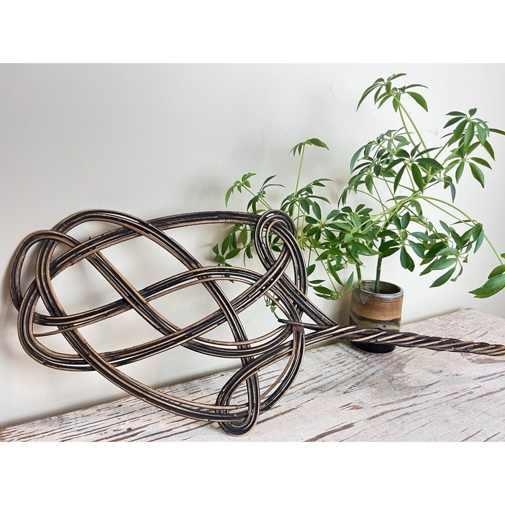 Vintage Wicker Rattan Rug Beater Paddle Woven Carpet Beater Wall Hanging Decor